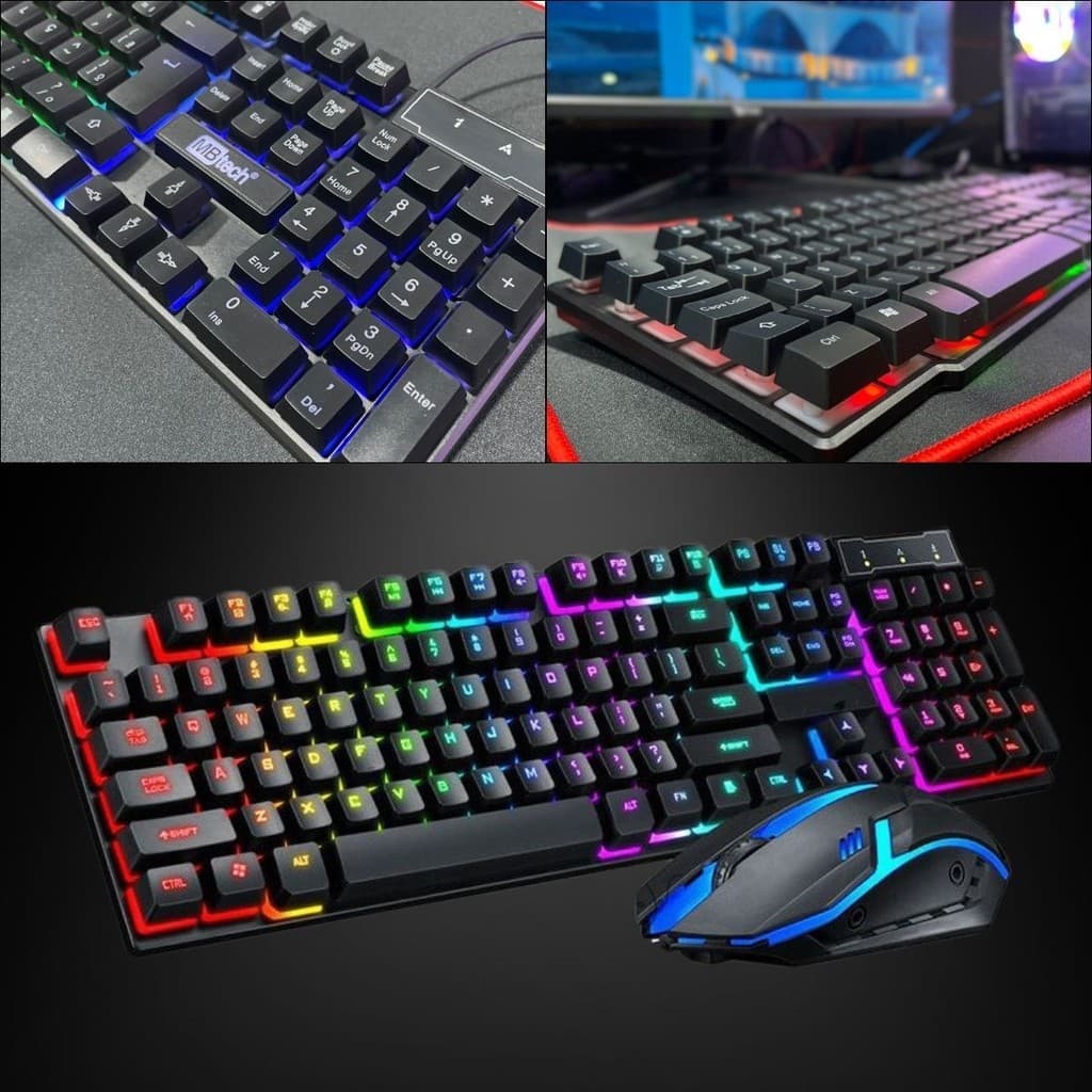 kit gamer teclado e mouse semi mecânico usb Led RGB jogo pc notebook