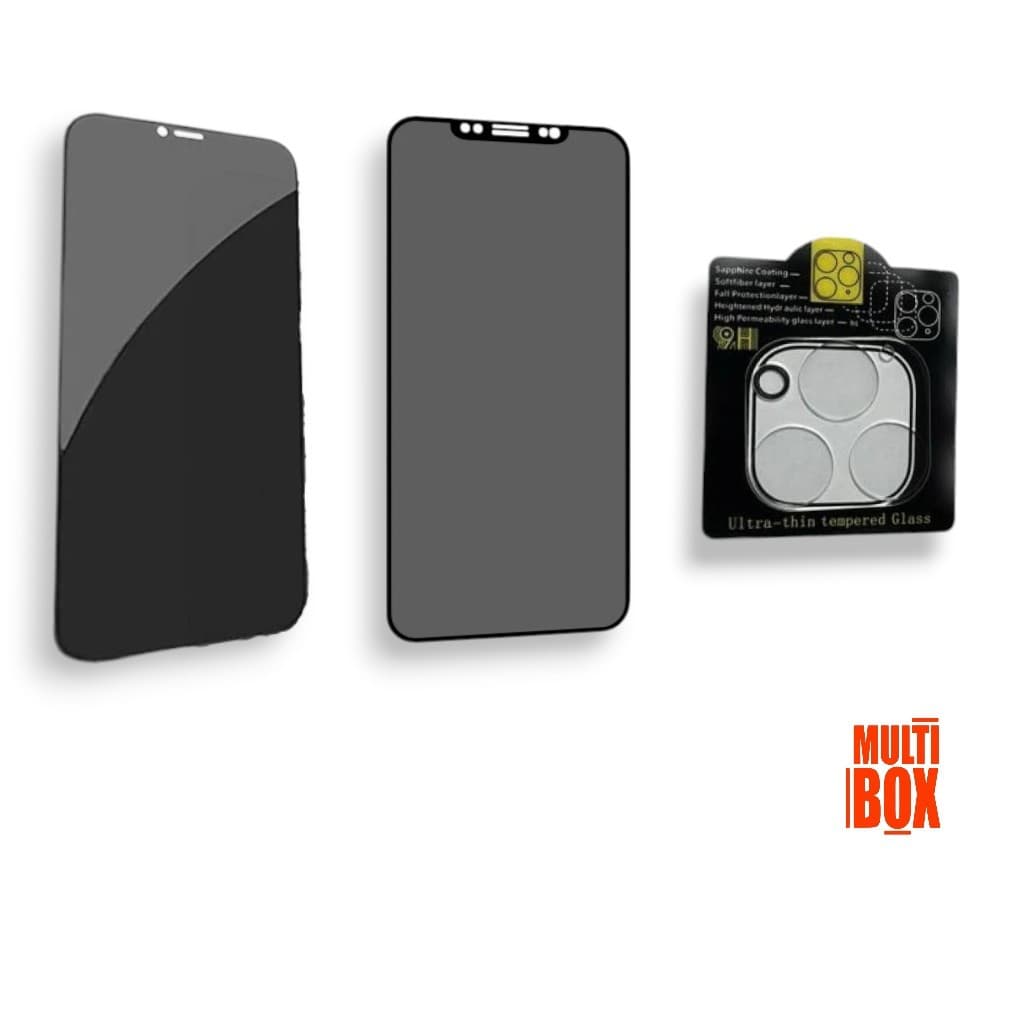 Kit Película Fosca Privacidade + Película 3D Vidro Privacidade  + Película Câmera P/ IPHONE 12 PRO MAX