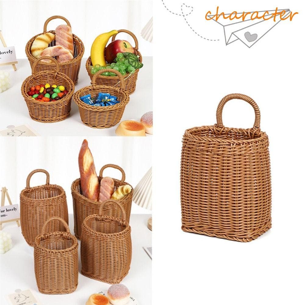 Cesta Suspensa De Rattan De Personagem , Cestas De Armazenamento De Frutas Vegetais Penduradas Com Design Pendurado Plan