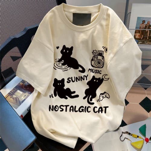 Camiseta Unissex Nostalgic Cat Aesthetich camisa Unissex Envio Imediato