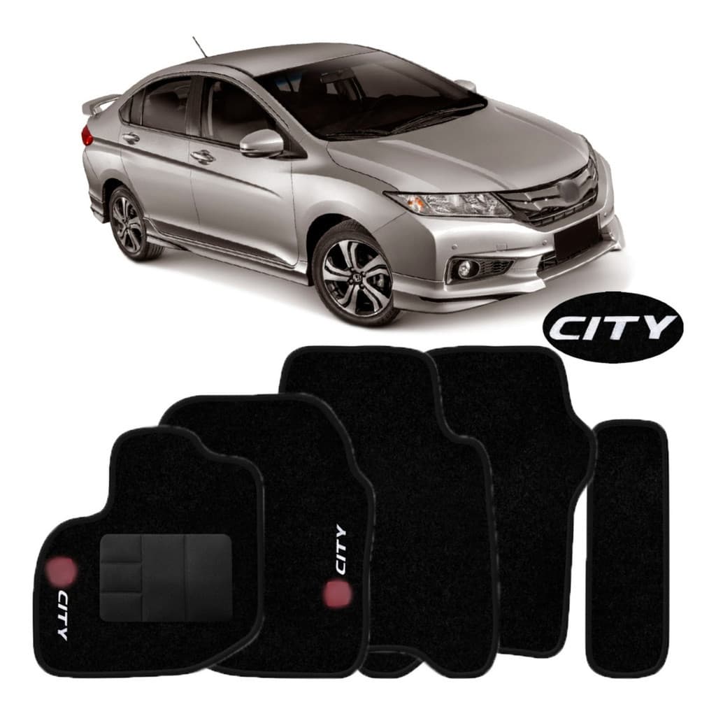 Jogo Tapetes 5 Peças Carpete Preto City 2015 2016 17 A 2020