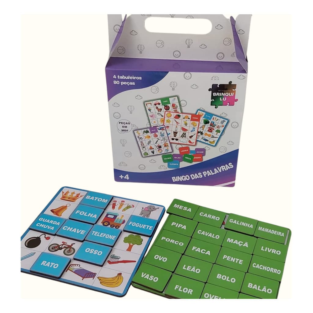 Jogo Bingo Palavras Divertido Infantil  Educativo Pedagógico Criança Aprendizado