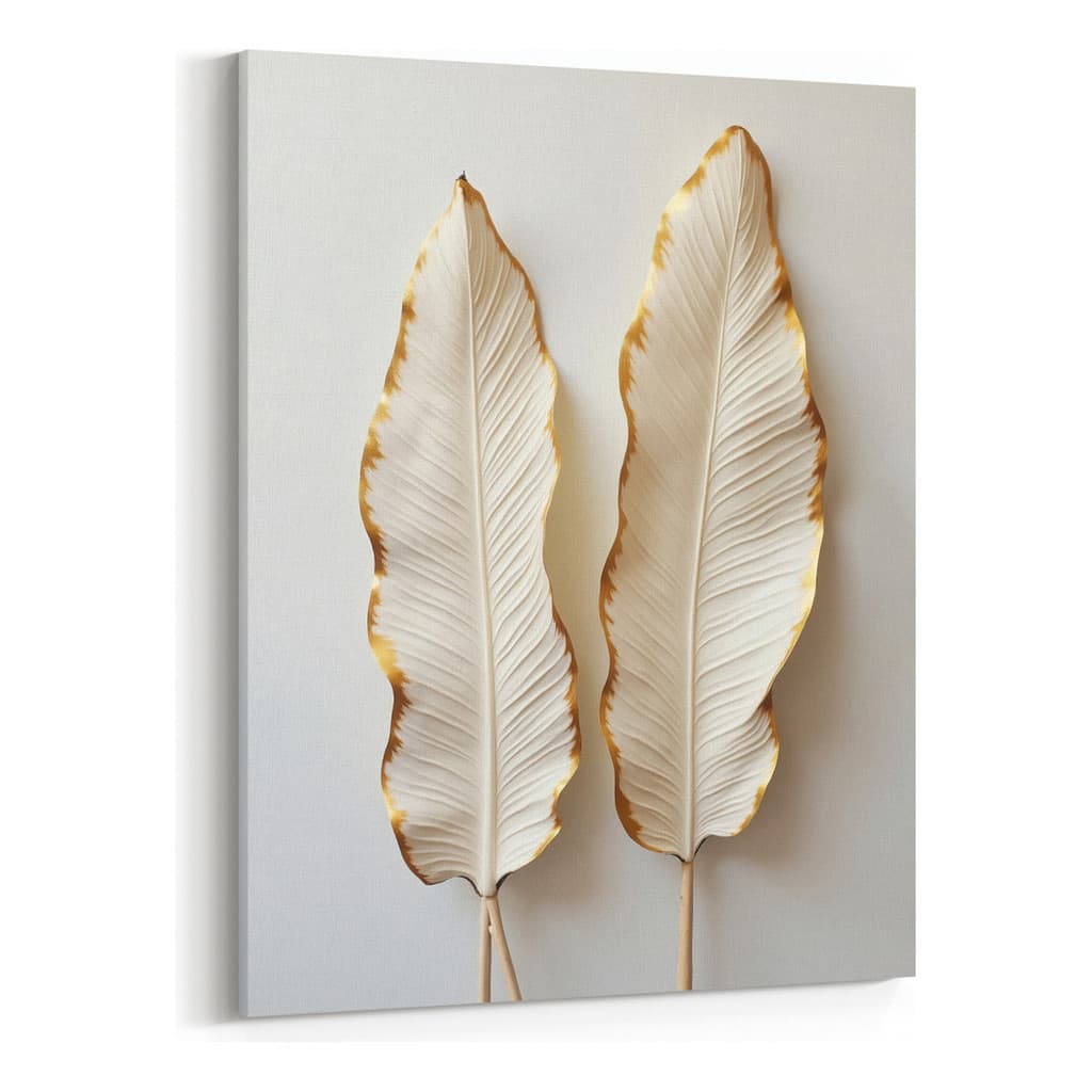 Quadro Decorativo Grande Folhas Dupla Luxo Tons Neutros Boho Mosaico Sala Quarto Cozinha Escritório
