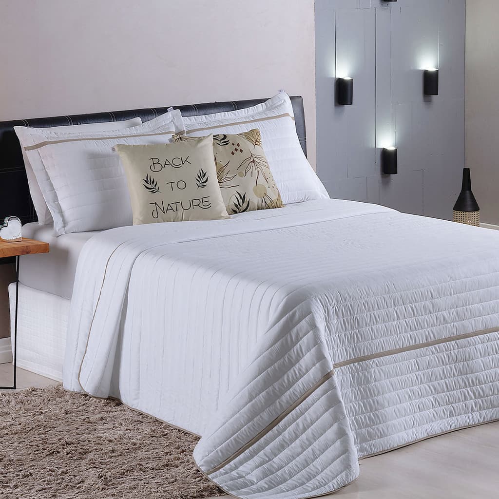 Cobre Leito Queen Colcha Casal Queen 5 Peças 2,50m x 2,45m Inove
