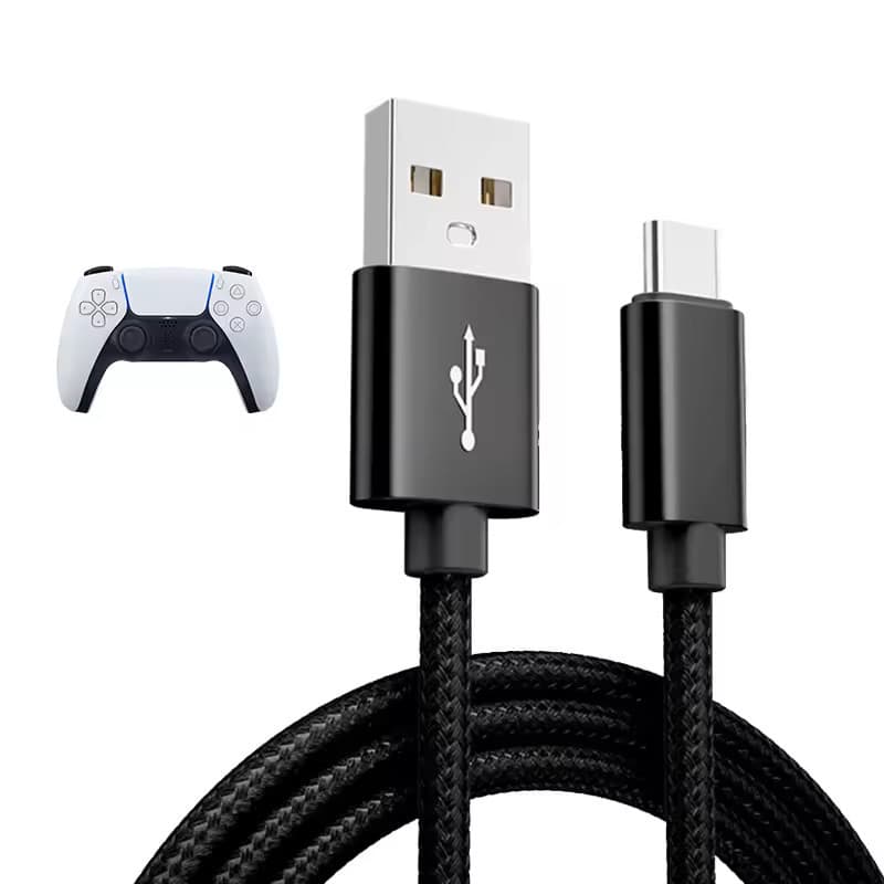Cabo Tipo C para Controle PS5  2m Carregamento Rápido Nylon Reforçado Gamer