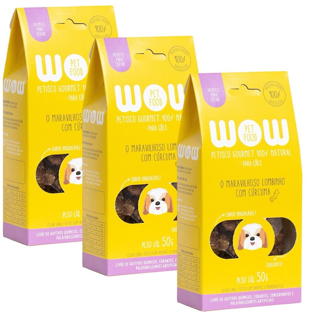 Kit Petisco WOW - Cachorros  cães Petisco natural (3 unidades)