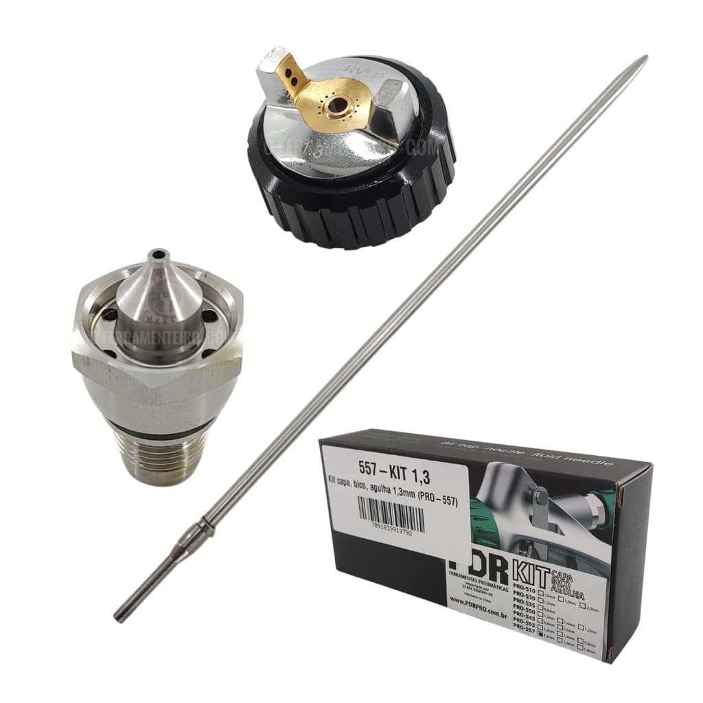 Kit Jogo Reparo Pistola De Pintura Pintura 1.3mm PRO-557 PDR