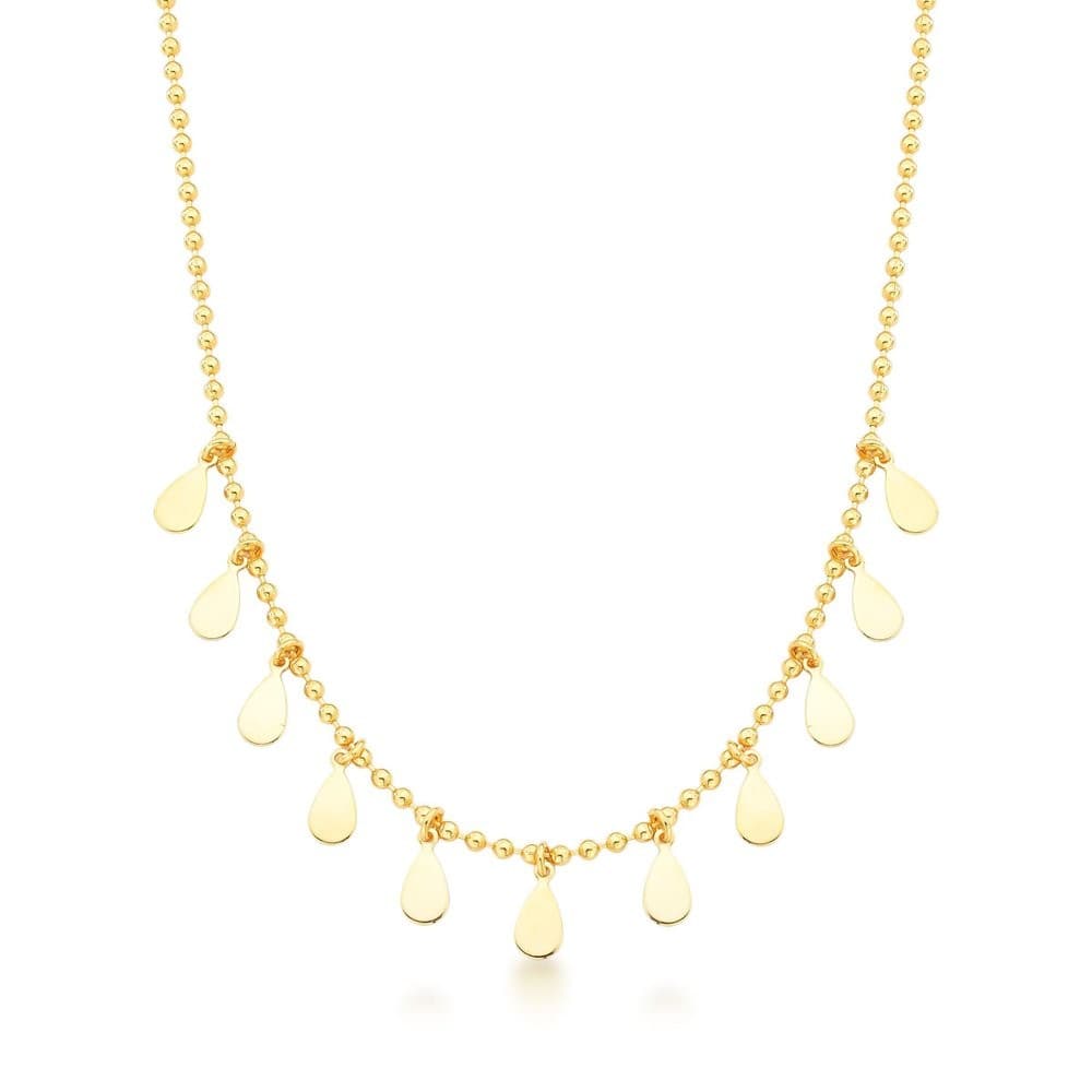 Colar Choker Corrente Bolas e chapinhas Banhado a Ouro 18k 32cm