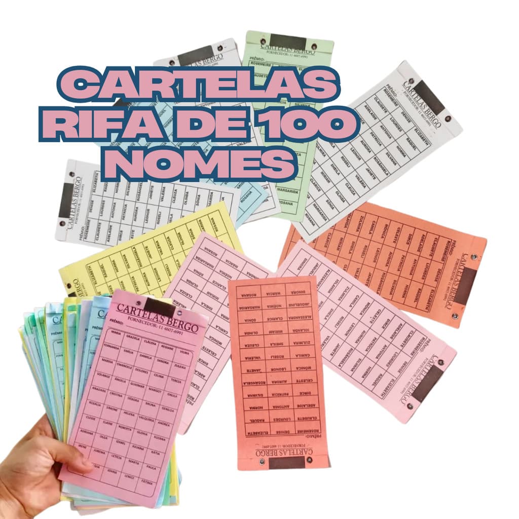 1 2 ou 3 Uma Duas Três Cartela Talão Rifa Sorteio 50 100 150 200 Nomes Unitário (1, 2 ou 3 Unidades) Avulsa