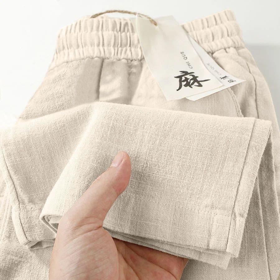 [Coleção de 1.9.000 pessoas] Calças largas de linho puro feca moda All-Match solt