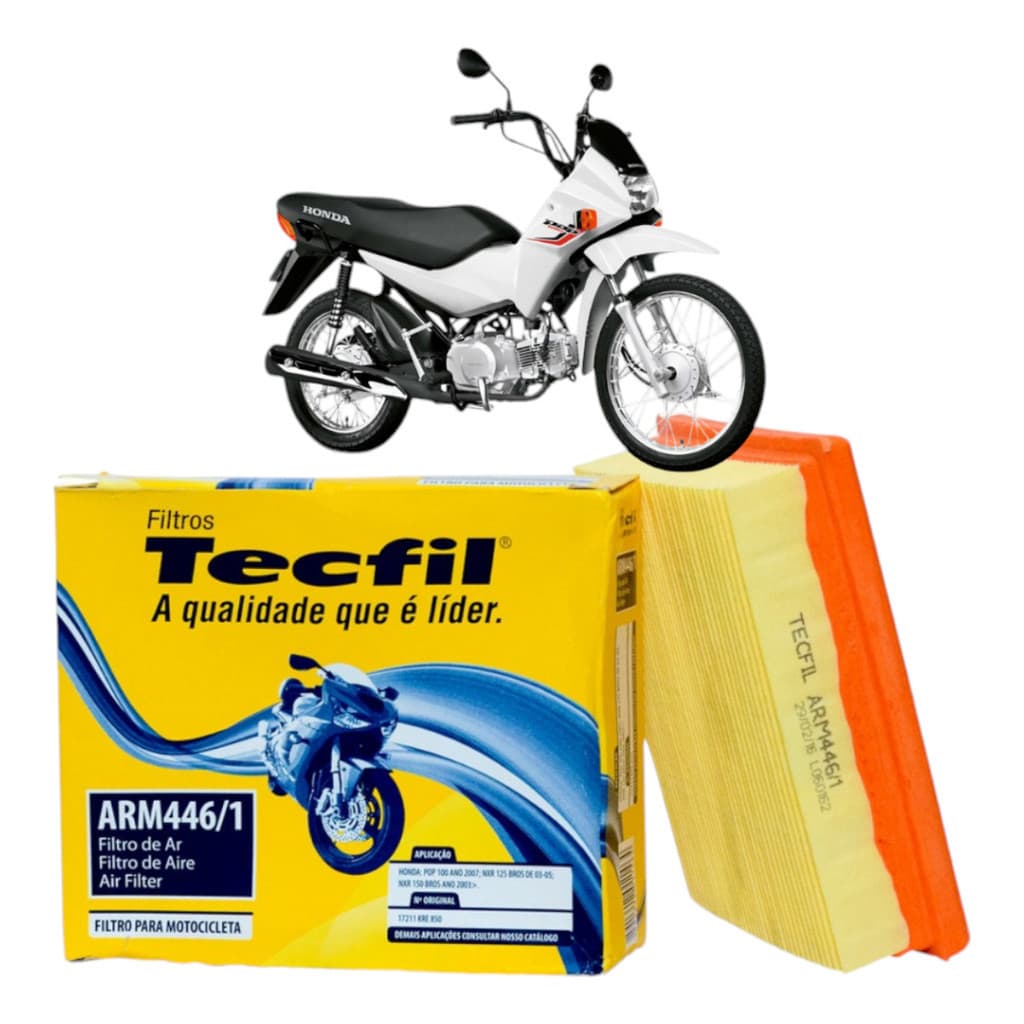 Filtro Ar Tecfil Moto Pop 100 110i 2007 Até 2023 Arm446/1