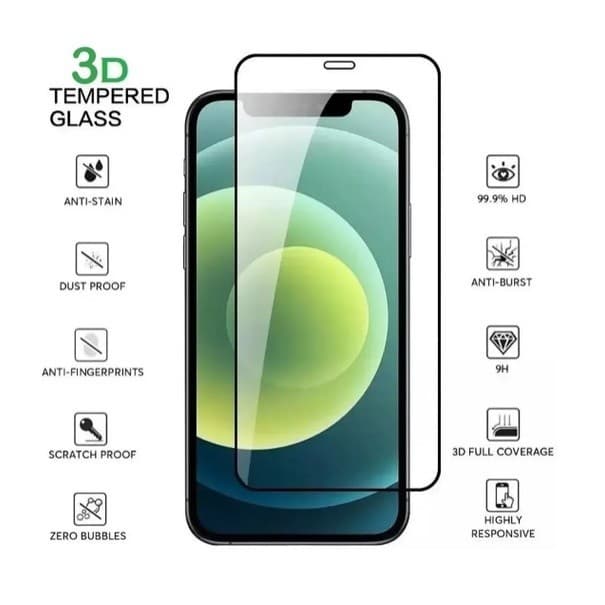 KIT5 Premium 3D Temperado Vidro Película para iPhone 17 Pro Max, 16, 15, 14, 13, 12, 11, XR, XS