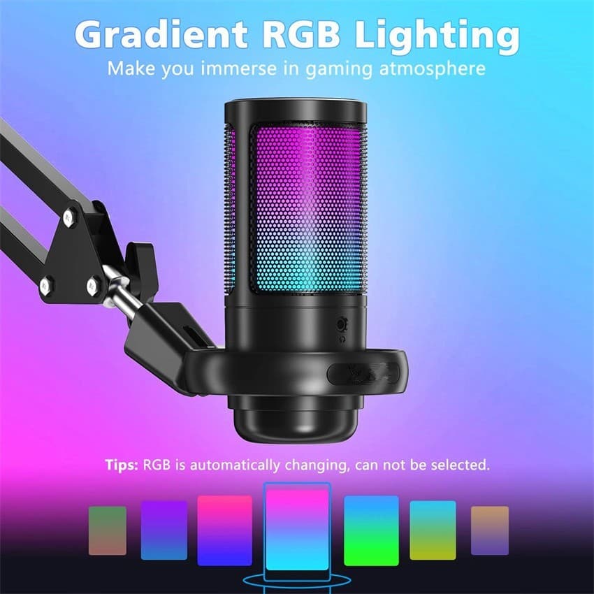 ME6S Microfones Condensadores USB Com Fio Microfone Para Jogos RGB PCc/PS4/PS5 Touch Mute Streaming Podcasting YouTube L