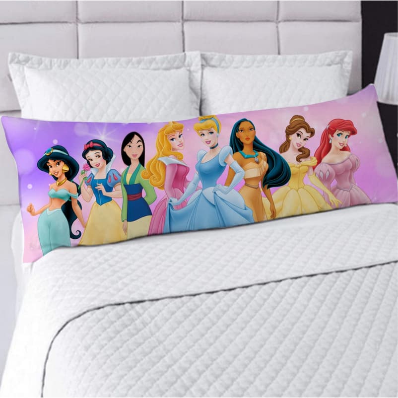 Fronha Avulsa ou com Travesseiro De Corpo Xuxão 125x45cm Princesas Rosa