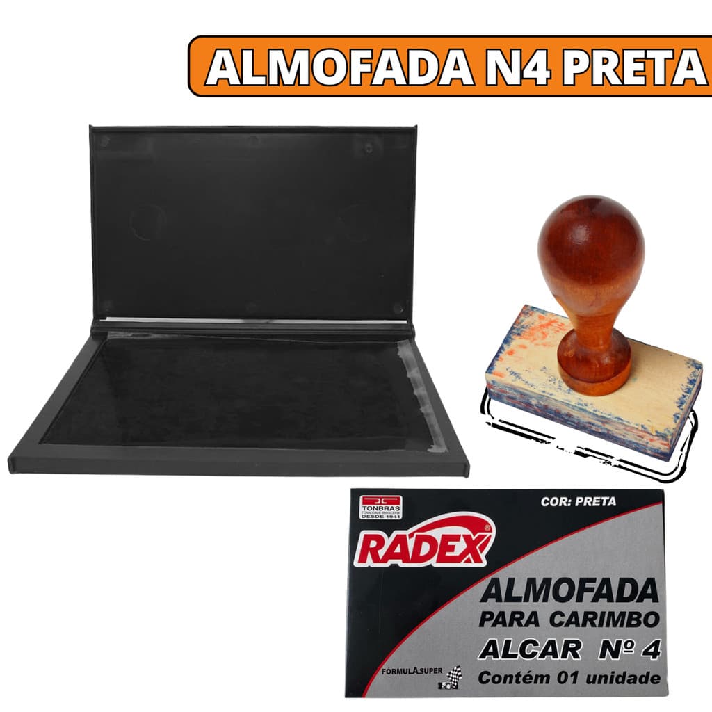 Almofada Carimbeira Grande Com Tinta Preta Para Carimbo De Madeira