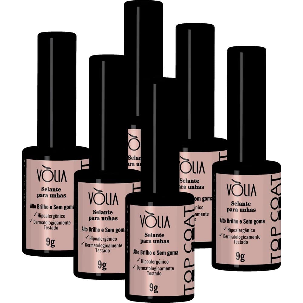 6UN Selante Para Unhas Em Gel Top Coat Finalizador 9g Volia