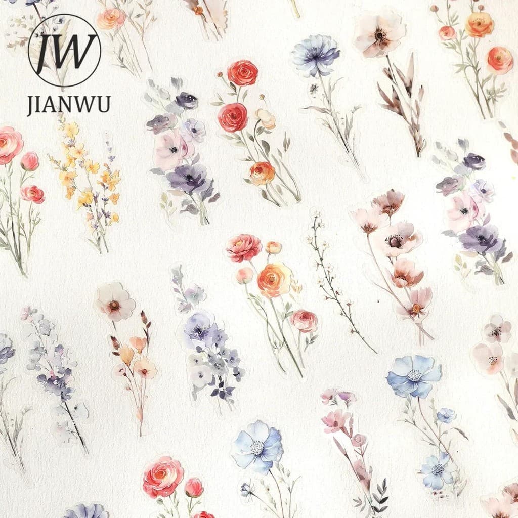 JIANWU Pensamentos De Flor Temporada Série Vintage Planta Paisagismo Material Colagem PET Adesivo Criativo DIY Diário Pa