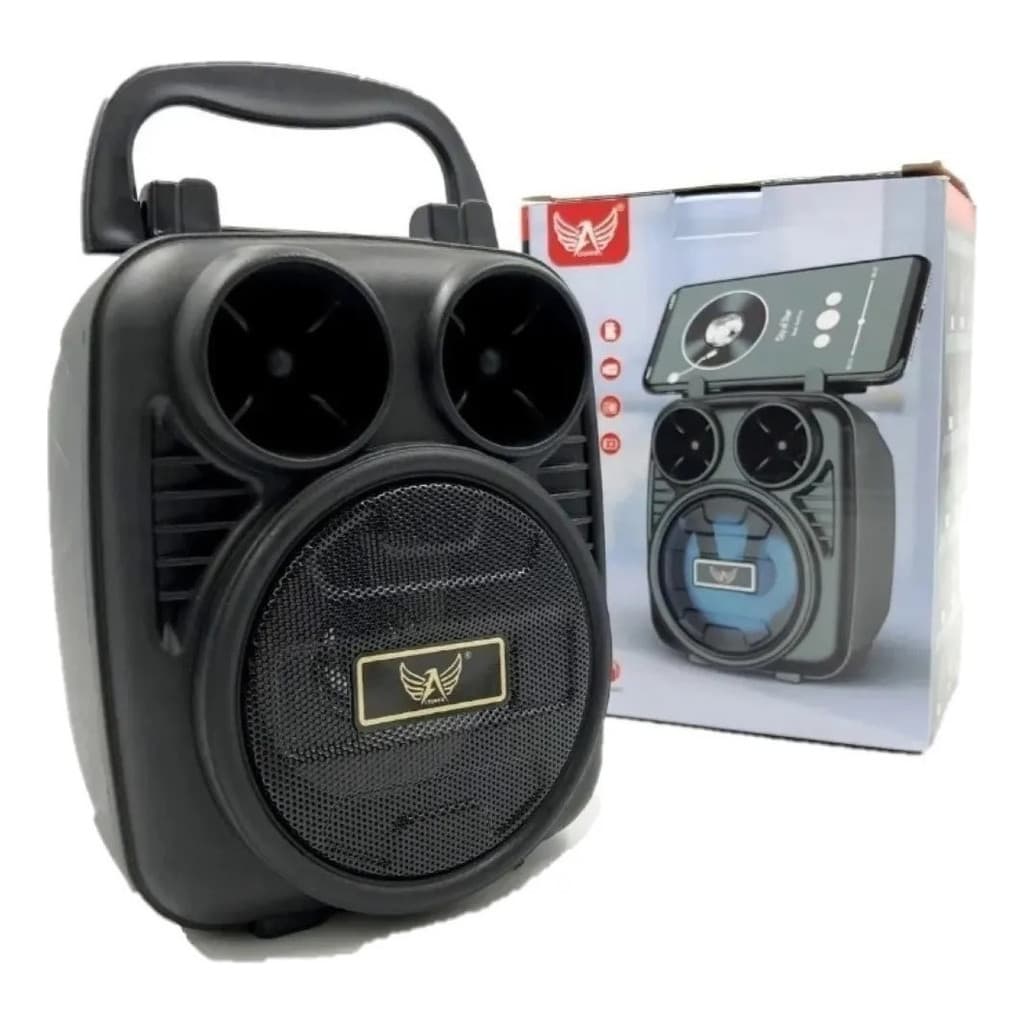 Caixa De Som Bluetooth Led Com Led Radio Fm Media Portatil Cor Preto 110v/220v