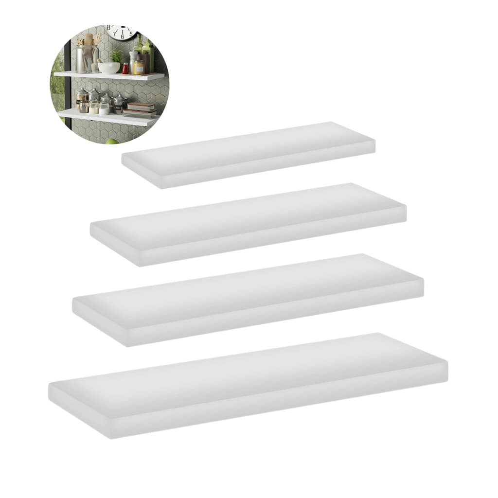 Kit 4 Prateleiras MDF 15cm Largura Compriemntos Variados com Fixação na Parede e Kit Montagem