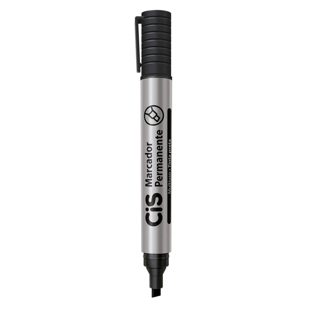 Caneta Marcador Permanente Cis Pincel Atômico Canetão Preto 5mm