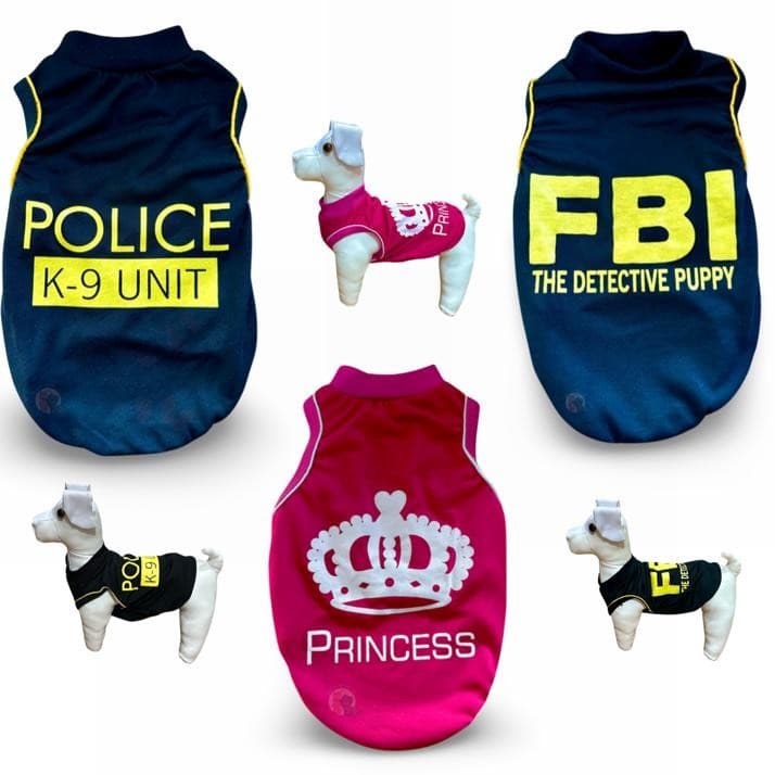 Regata Pet Roupa Roupinha para cães cachorros gatos Pets Fantasia Policia - FBI - Princess