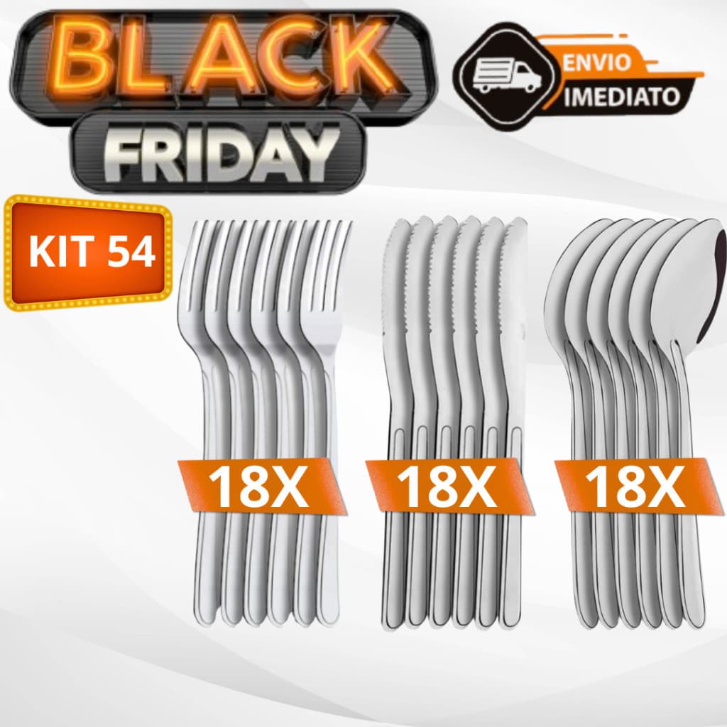 Kit 54 Talheres 18 Garfos 18 Colheres e 18 Facas Em Aço Inox De Alta Qualidade Envio Imediato e rápido.