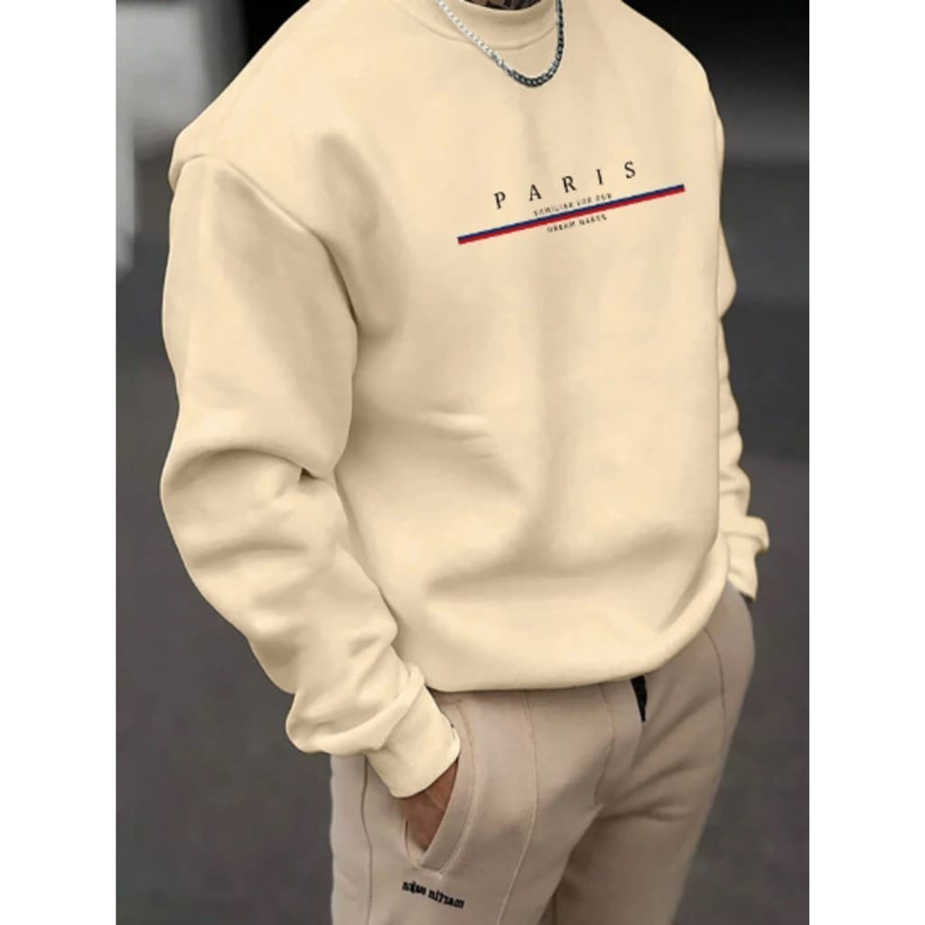 Moletom Gola Careca Masculino Paris Style Streetwear Blusa de Frio Premium Casaco
