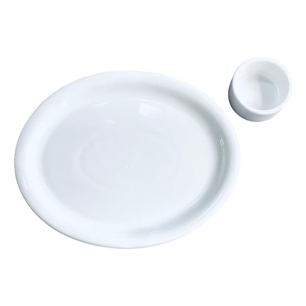 Kit 12 Prato Travessa Oval Porcelana 27cm mais 3 Molheira
