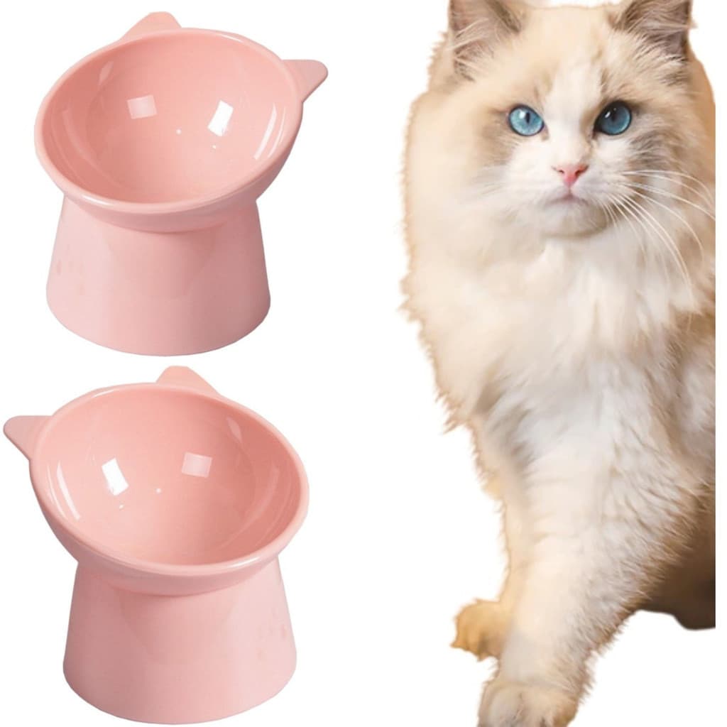 Kit 2 Comedouro Bebedouro Elevado Ergonômico Para Gatos