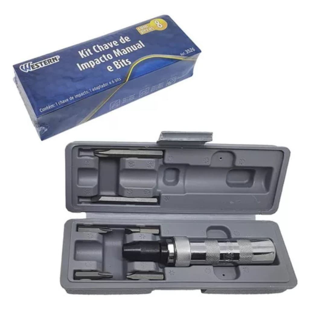 Jogo Chave Impacto Kit Manual E Bits C/8pçs  Western