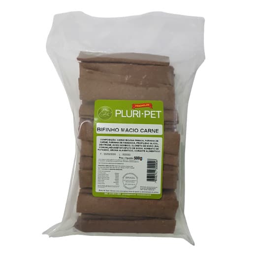 KIT 03 UNID - Bifinho Macio - PLURI-PET - Sabor Carne Defumada e Frango - 500g