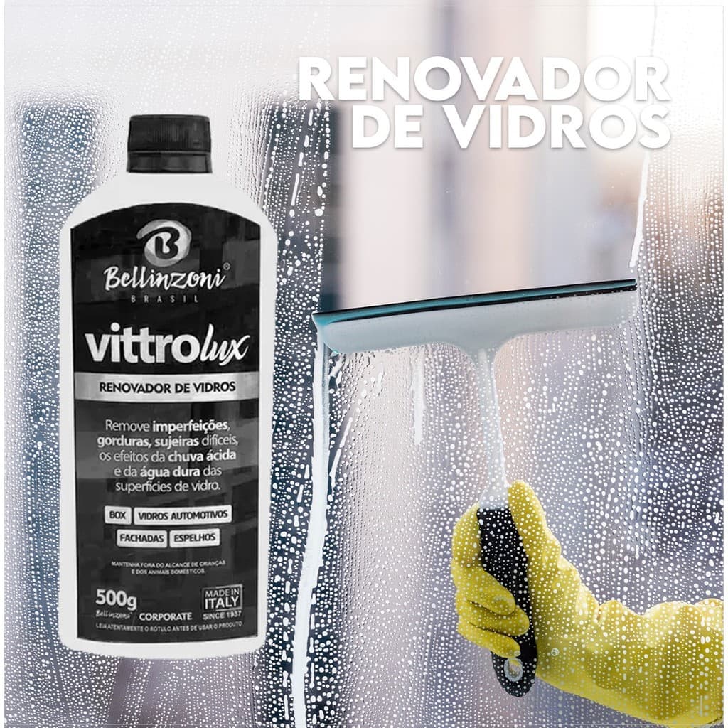 Limpador Vidros 500ml Vittrolux Limpa Tira Imperfeições Gorduras Vidros Renova Vidro Polidor Vidro
