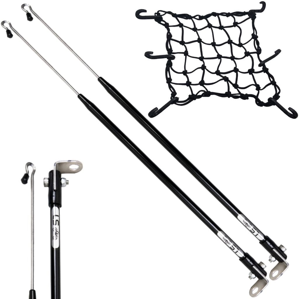 Kit 2 Antena Corta Pipa Cerol Linha Fio Proteção Preta Retrovisor / Rede Redinha Elástica Aranha Capacete Moto