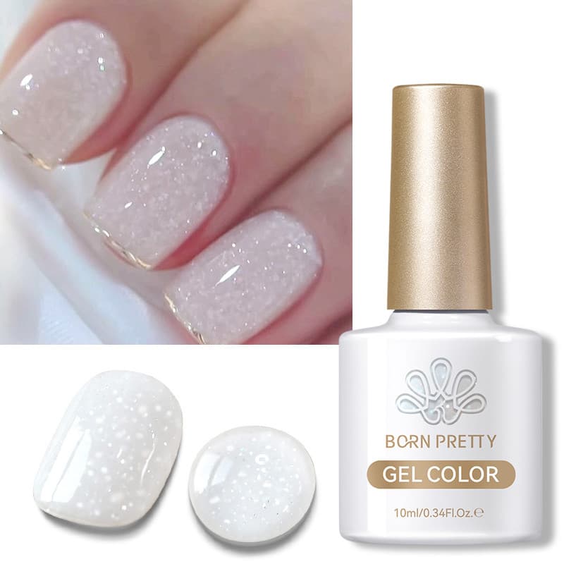 BORN PRETTY Floco De Neve Lantejoulas Gel Esmalte Branco Rosa Base Semi Permanente Top Coat Manicure