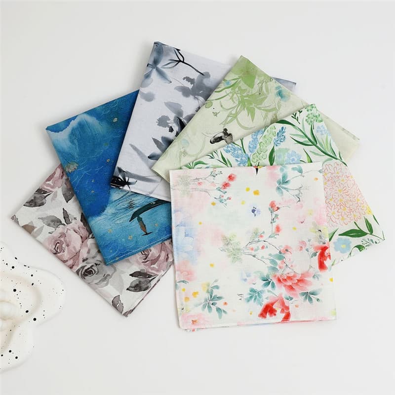 1Pc 34x34cm Lenço De Algodão Feminino Fino Absorvente Limpar Suor Toalha Antigo Estilo Chinês