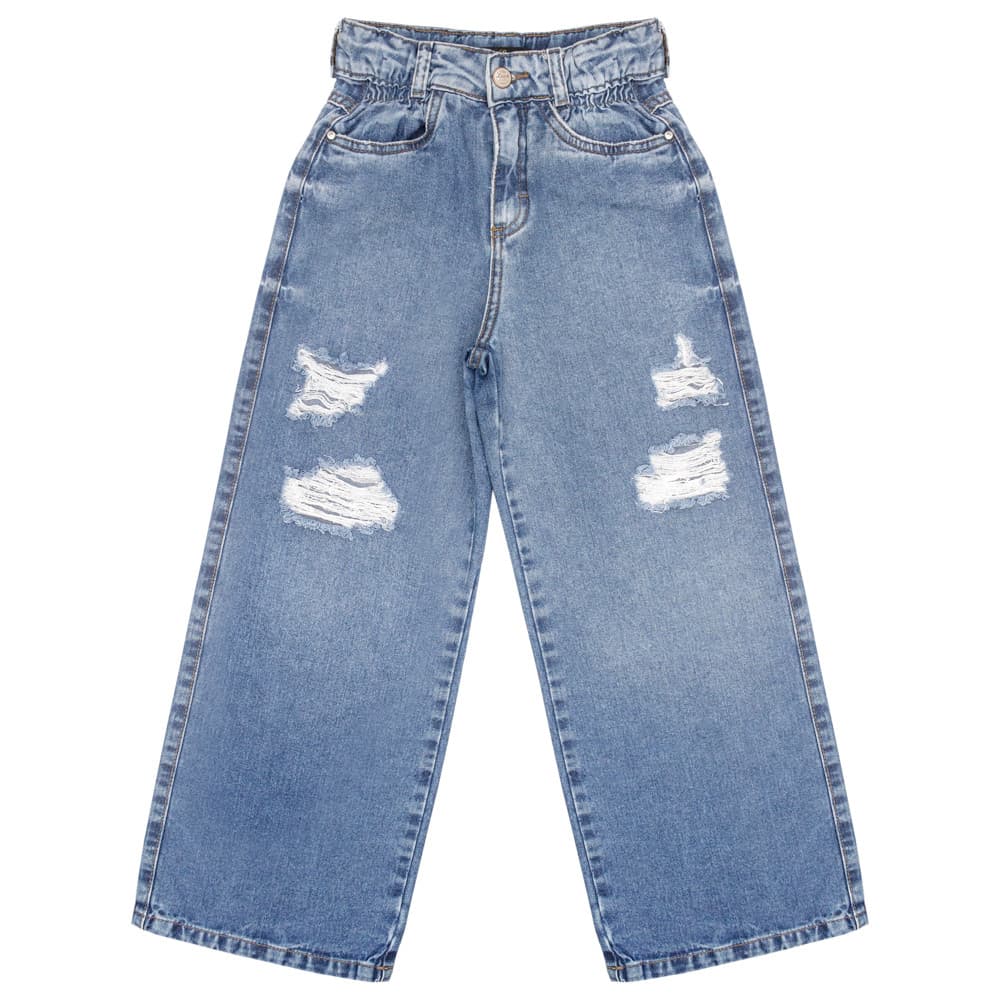 Calça  Juvenil Look Jeans Wide Leg Jeans