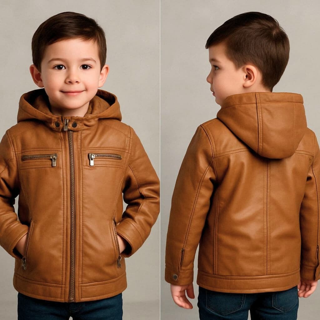 Jaqueta Infantil Couro Masculino Forrada