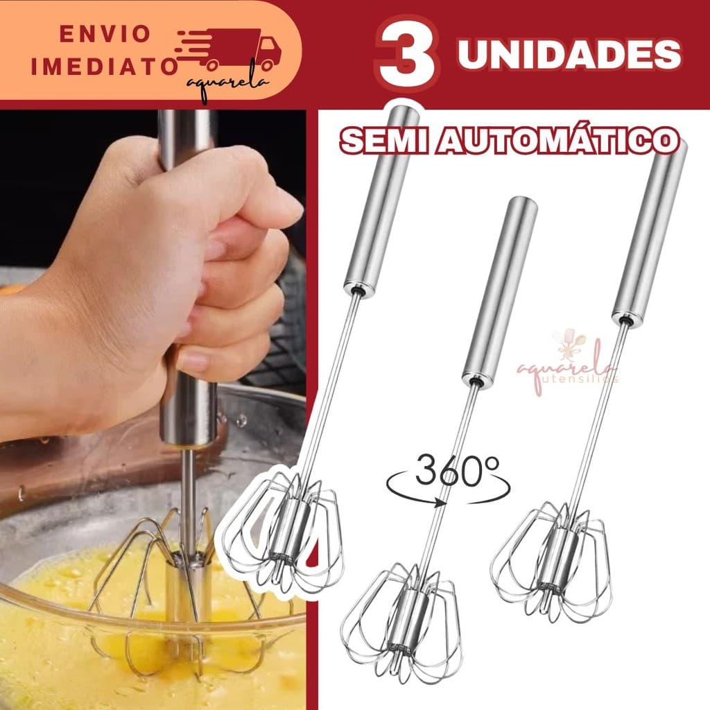 Batedor Semi Automático De Ovo Manual De Aço Inoxidável Utensílios De Cozinha Misturador