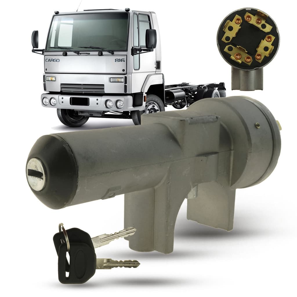 Trava de Direção Com Cilindro Com Comutador Completa Ford Caminhão Cargo G1 1985 a 2011 Onibus 16-180CO 1986 a 2000