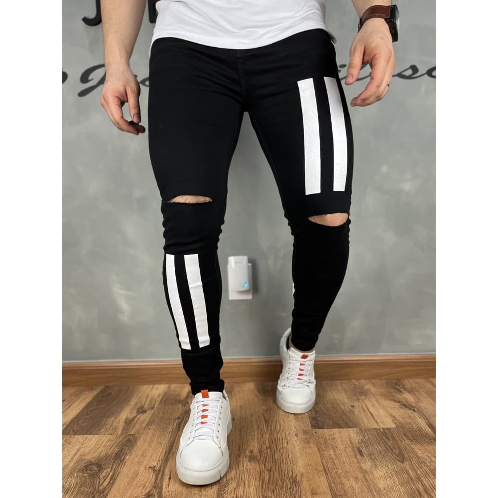 Calça Preta Masculina Estampada Corte Joelho Premium Diferenciada