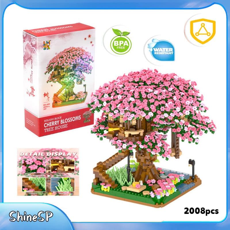 Blocos 2008pcs De Construção Flor De Cerejeira Sakura Árvore