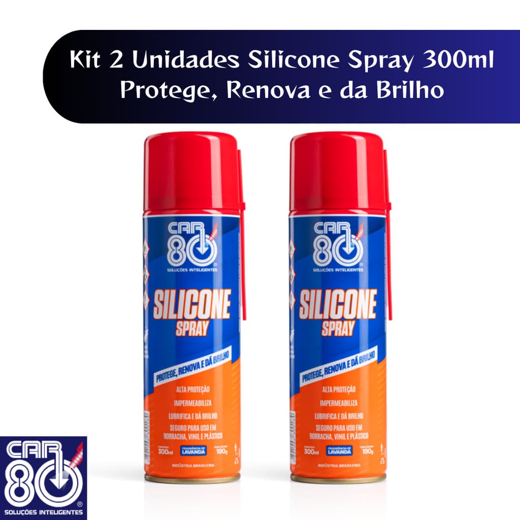 Kit 2 Unidades Silicone Spray Car80 Protege Renova Da Brilho Painéis De Veículos Canaletas de Vidros