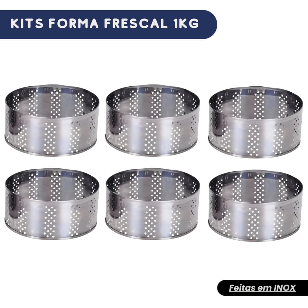KITs Forma Queijo Frescal 1KG Injesul | 2x 4x 6x Moldes em INOX Minas Canastra Ricota Mineiro