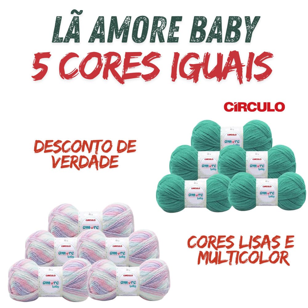 🧶 KIT DE LÃ AMORE BABY CÍRCULO– 40g | Fio Fino e Delicado 👶💖(5 Unidades Iguais)