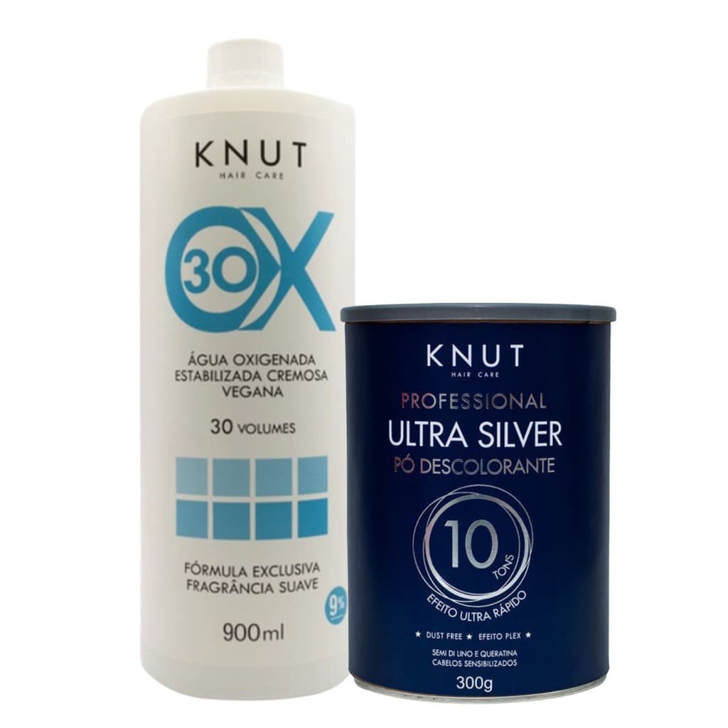 Kit Pó Descolorante Ultra Silver 300g + OX 30 Volumes 900ml Knut