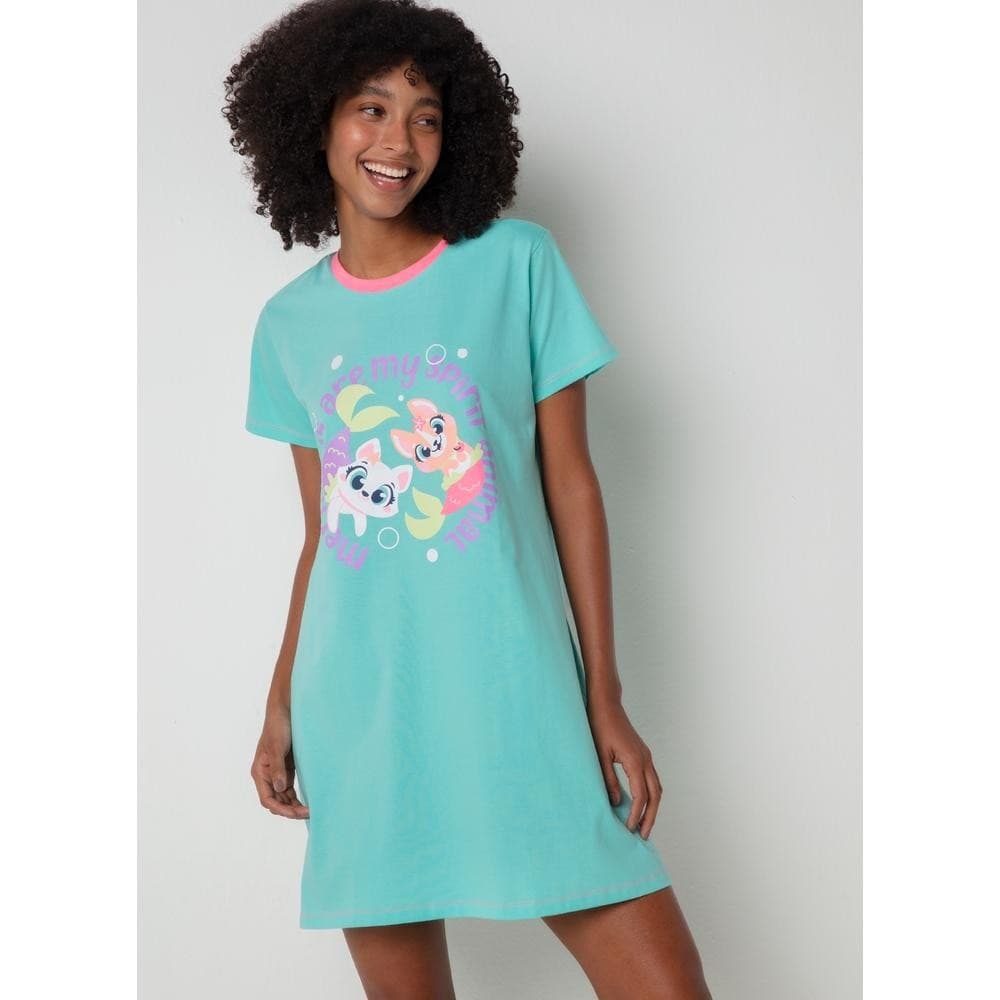 Camisola Manga Curta Algodão Feminina Pet Sereia - Puket