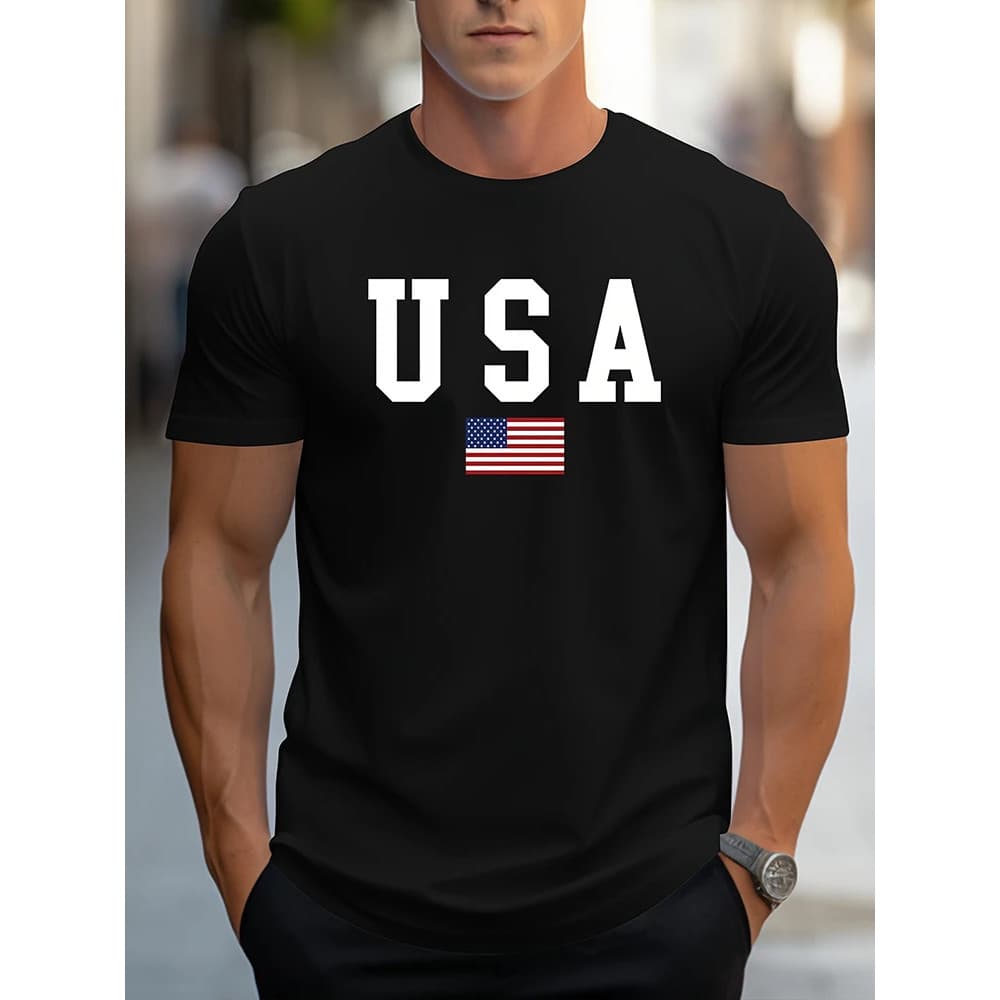 Camiseta Bandeira Eua Algodão Premium Estilo Estados Unidos