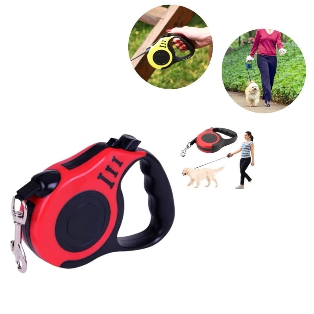 Coleira Guia Retrátil para Cachorro 3m 5m com Trava Automática Guia Passeio Resistente para Cães Pequeno Médio Grande