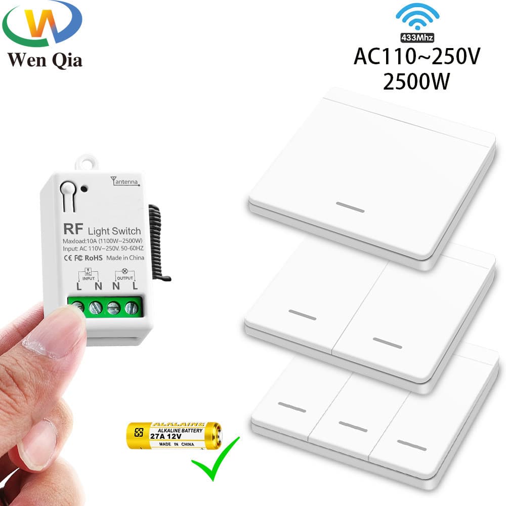 Interruptor De Luz Inteligente Sem Fio 433Mhz Painel Parede Controle Remoto Transmissor Mini Receptor Relé 110V 220V Par