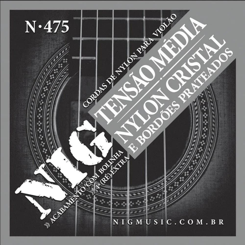 ENCORDOAMENTO NIG VIOLAO NYLON CRISTAL PRATEADO TENSAO MEDIA N475